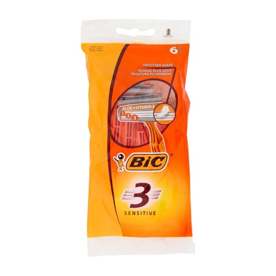Bic 3 Sensitive – 6 aparate de ras de unică folosință cu 3 lame pentru bărbați