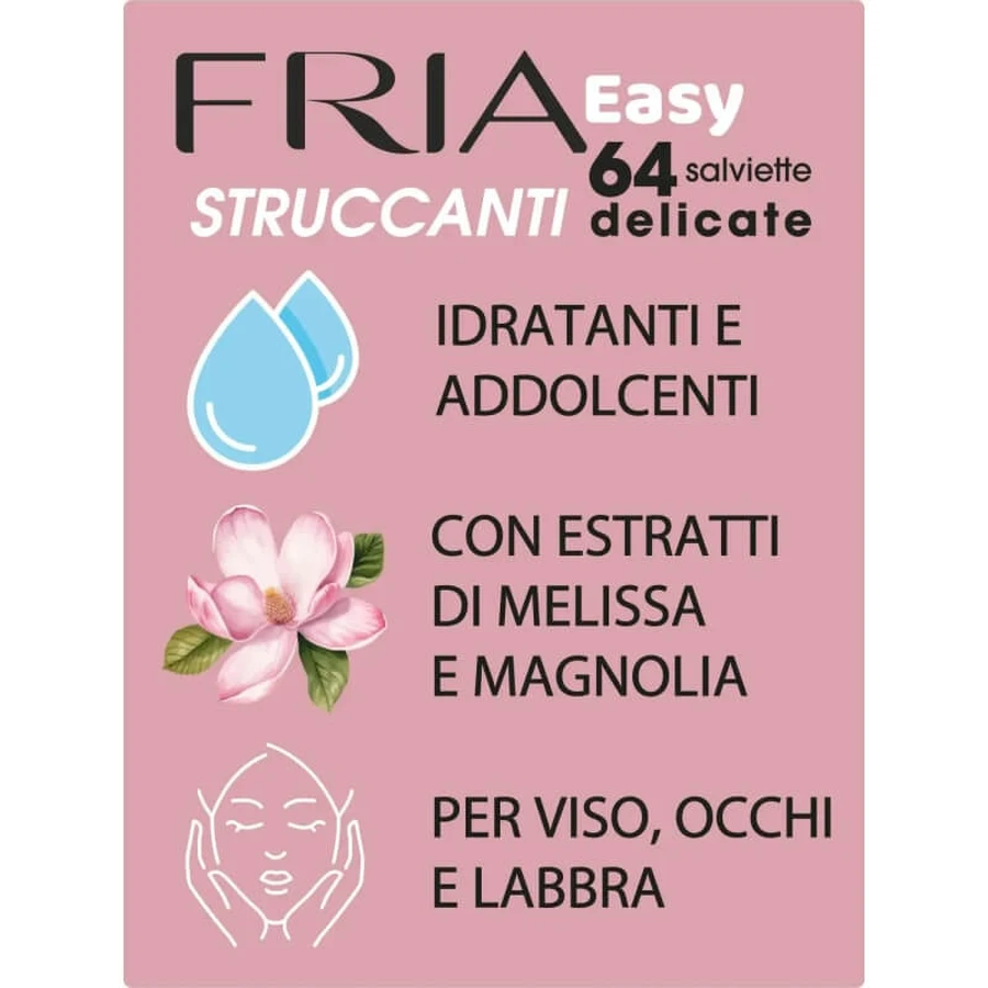 Fria Utility Makeup Remover Wipes, pack of 64 wipes