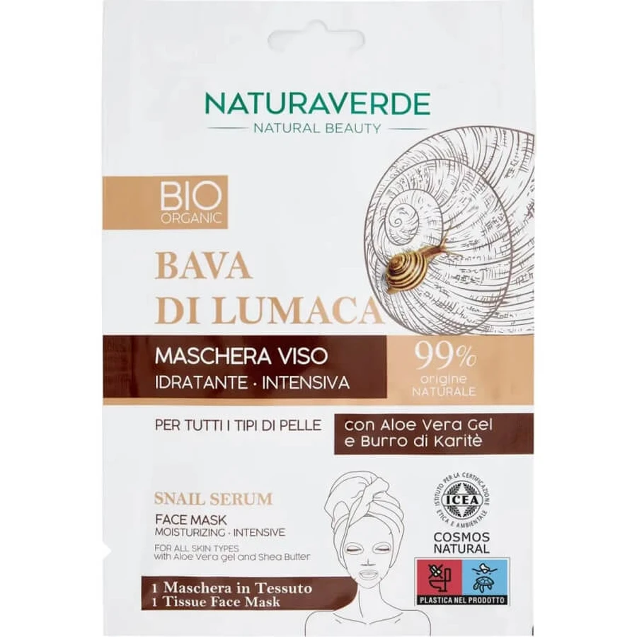 Mascarilla facial hidratante con muco de caracol de Naturaverde