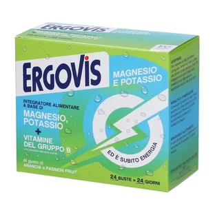 Ergovis: magnesio, potasio y vitaminas del grupo B con azúcar, 24 sobres - Complemento alimenticio para aumentar la energía