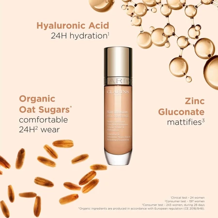 Clarins Skin Illusion Full Coverage – rozświetlający podkład o matowym wykończeniu – nr 107c: ceny i cechy