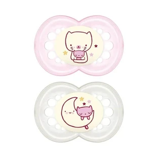 Mam Original Night: 2 chupetes ortodónticos de silicona, a partir de los 6 meses, rosa