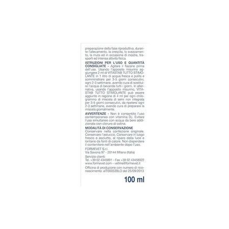Formevet Vitastab All-in-One Stimulant – Flüssigpräparat für Käfigvögel, 100 ml