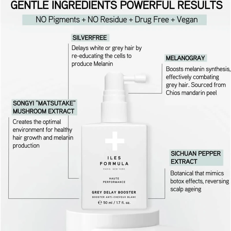Iles Formula Grey Delay Booster - Tratamiento para las canas, 50 ml