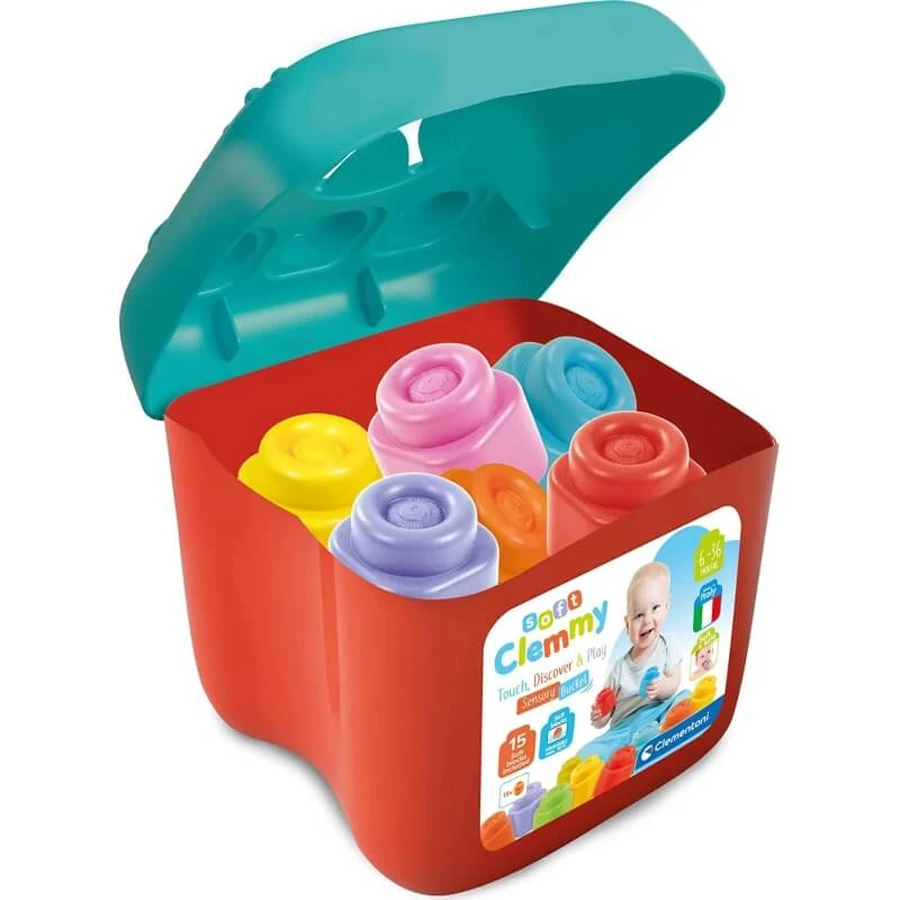 Clementoni Soft Clemmy 17807 – Touch & Play Sensorik-Eimer – Bausatz