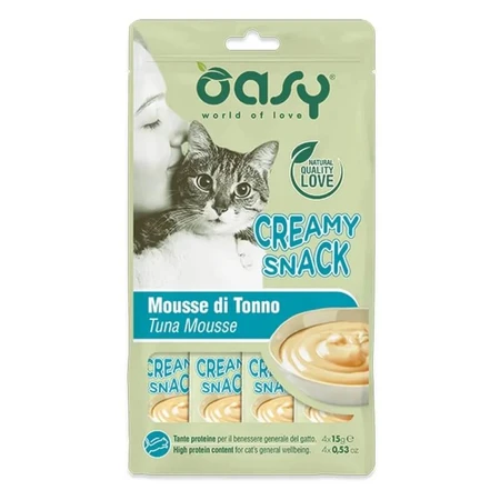 Oasy Creamy Snack - Tonijnmousse voor katten, 4 staafjes, elk 15 g