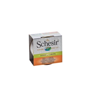 Schesir Tonnetto met wortelen in kookbouillon – Natvoer voor volwassen katten, 70 g