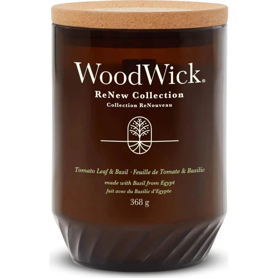Woodwick Tomato Leaf &amp; Basil – duża świeca zapachowa, 368 g: ceny i cechy