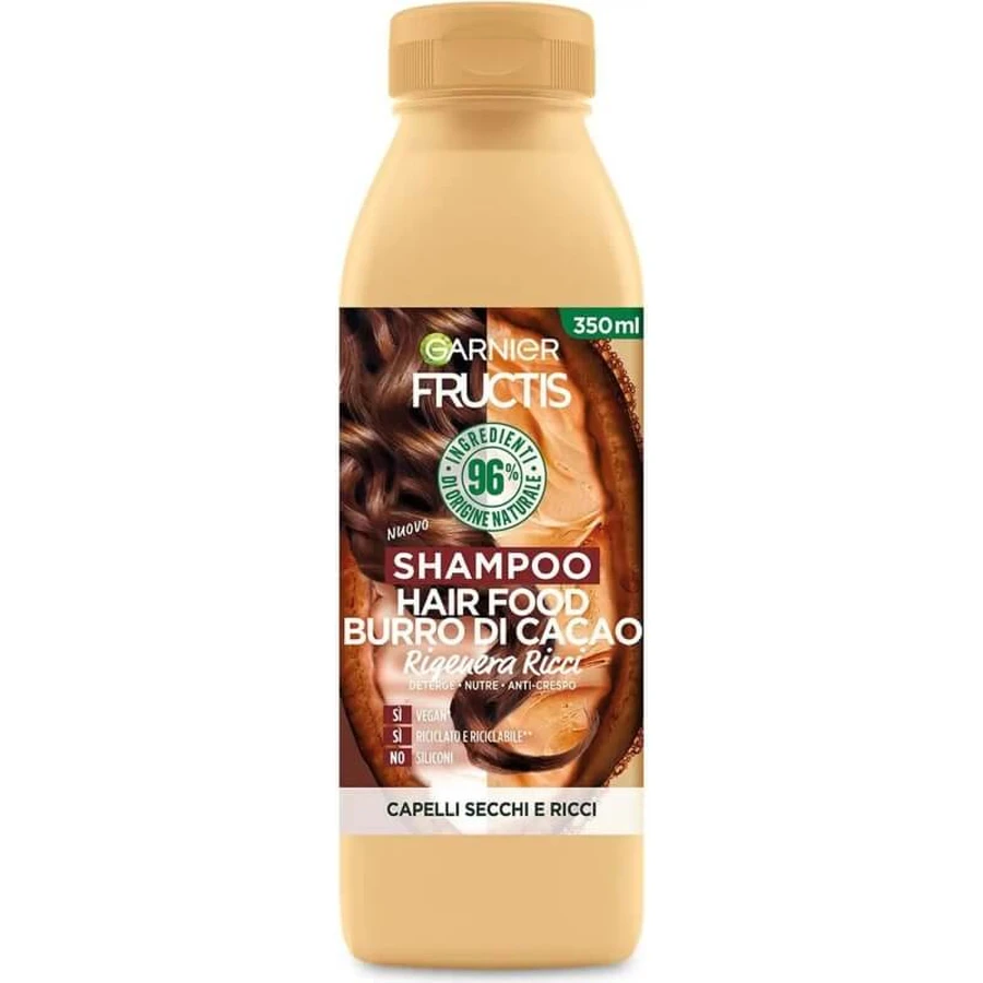 Fructis Hair Food cu unt de cacao – șampon regenerant pentru părul cret, 350 ml
