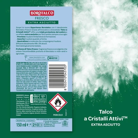 Borotalco Fresh Talc Scent - 48-uurs deodorantspray, 150 ml
