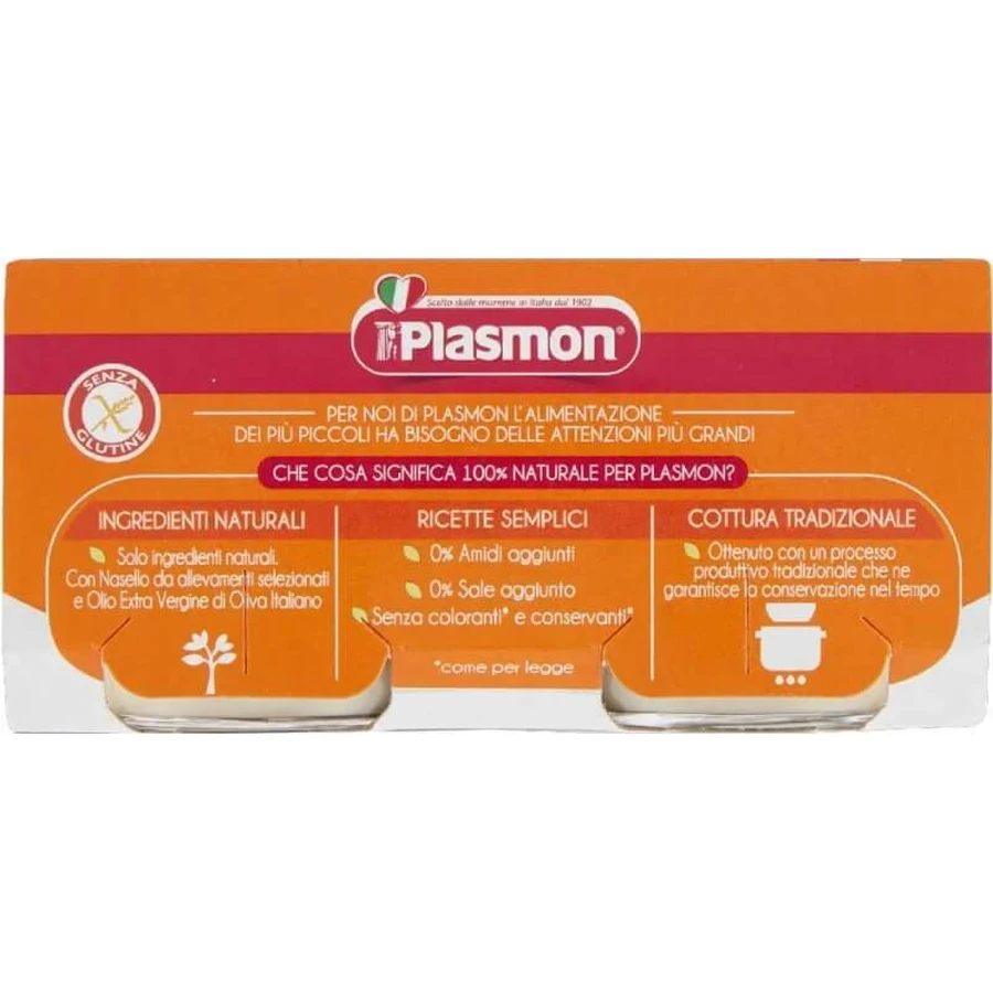 Puré de merluza y patata homogeneizado de Plasmón, 80 g x 2 unidades
