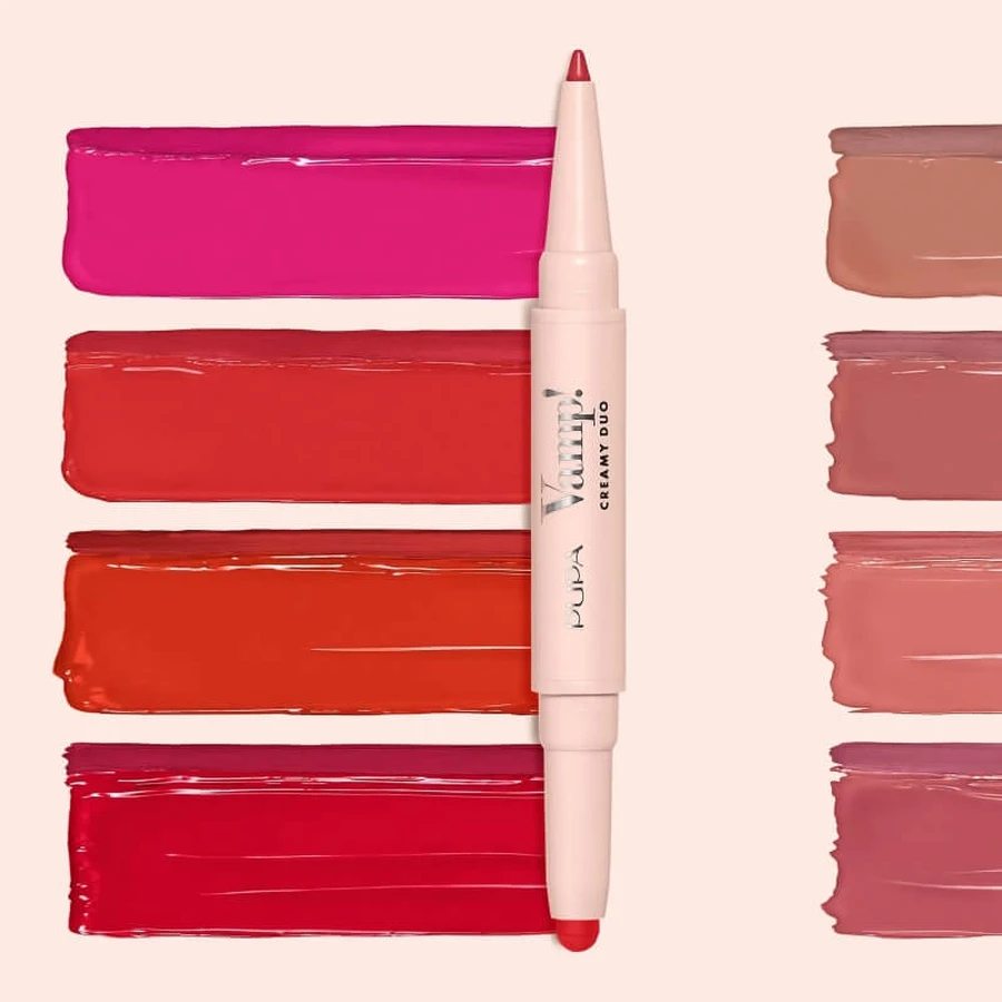 Pupa vamp! creamy duo - matita labbra contouring &amp; rossetto brillante n. 003 warm nude