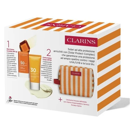 Clarins Anti-Aging Zonnebeschermingsroutine - Zonnebrandcrème voor het lichaam SPF 30 75 ml + Zonnebrandstick SPF 50 + Etui