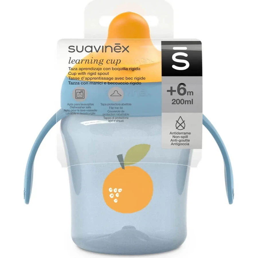 Suavinex Go Natural 6 m+ – Hellblaue Trinklernbecher, 200 ml