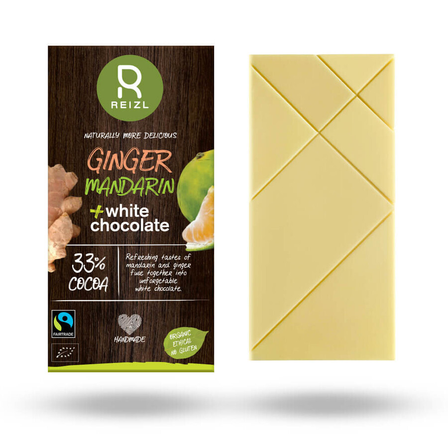 Chocolat blanc au gingembre et à la mandarine, 70 gr, Reizl