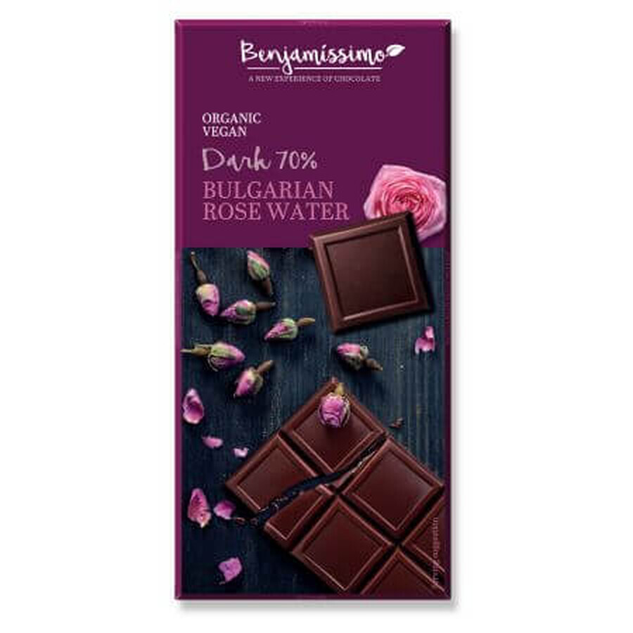 Biologische chocolade met rozenwater, 70 g, Benjamissimo