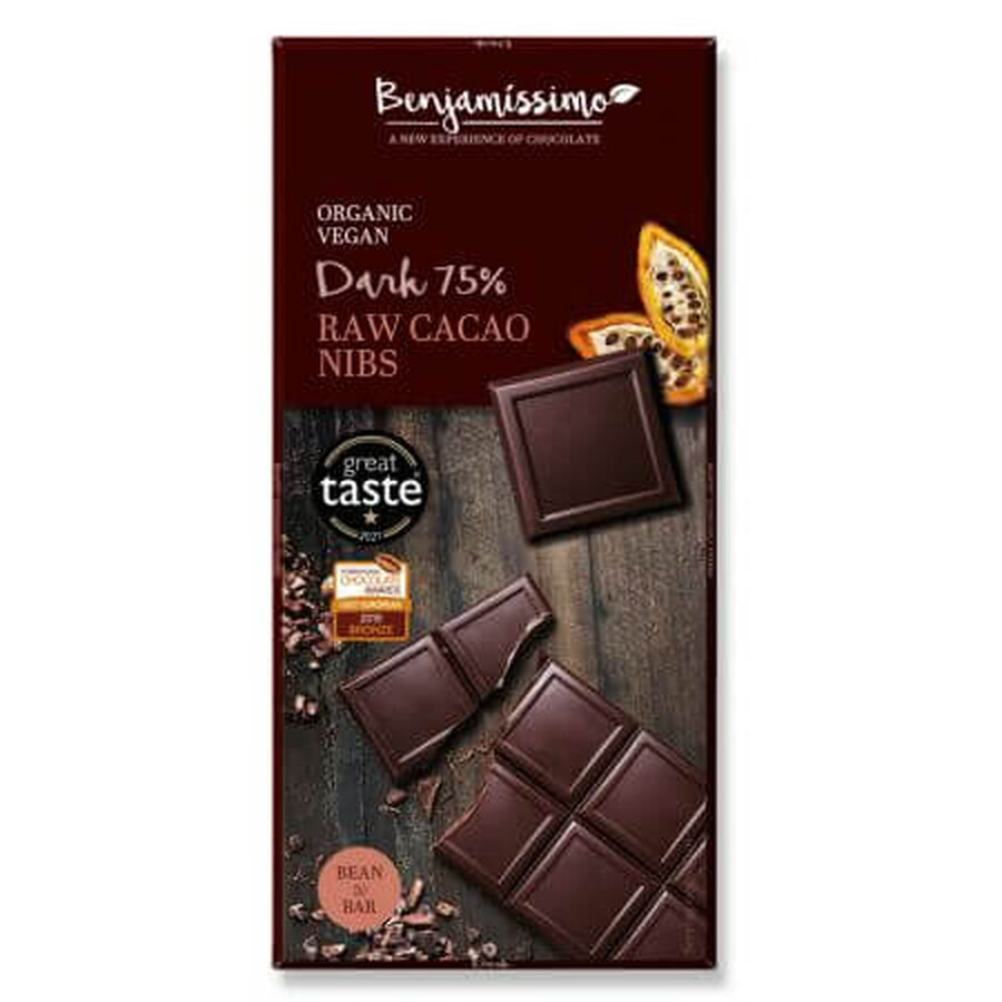 Chocolat bio aux éclats de cacao, 70 g, Benjamissimo