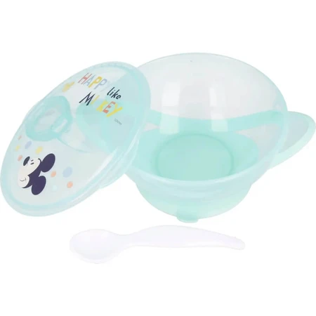 Stor Disney Baby Mickey – farfurie cu ventuză, capac și lingură