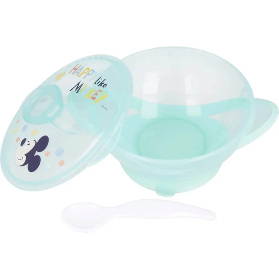 Stor Disney Baby Mickey – farfurie cu ventuză, capac și lingură