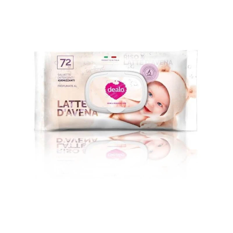 Dealo baby - 72 de șervețele cu ovăz, cu plachetă
