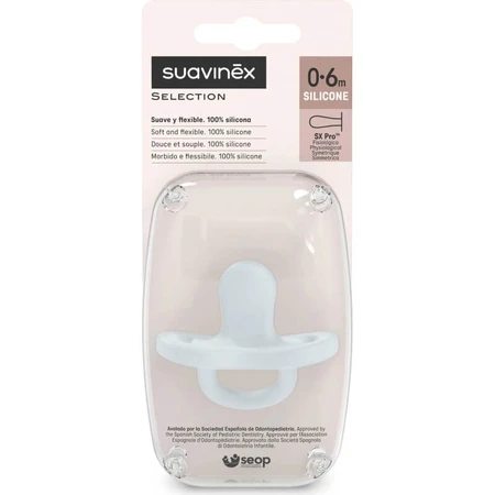 Suavinex Selection Color Essence - Sucette en silicone 0-6 mois - Bleu clair