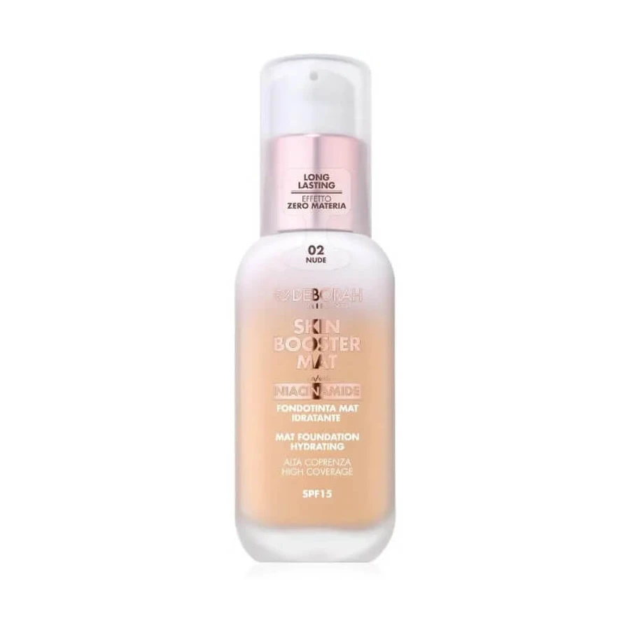 Deborah Skin Booster Matte SPF 15 – Feuchtigkeitsspendende, mattierende Foundation – Nr. 02 Nude