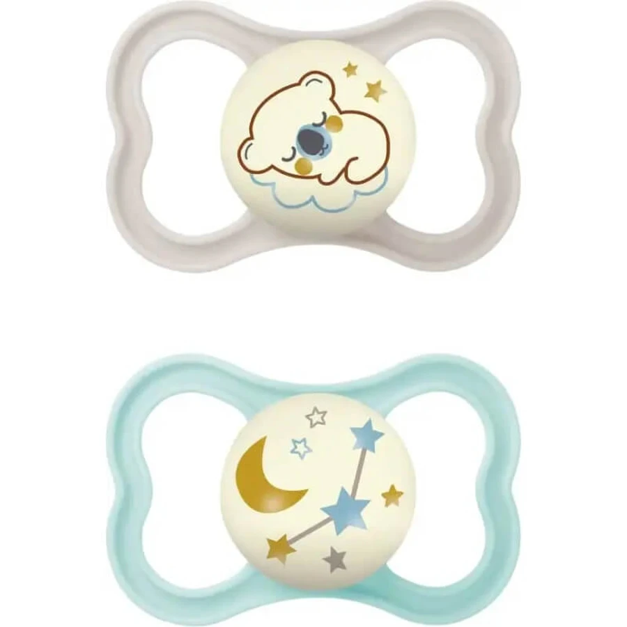 Mam Air Night - 2 chupetes de silicona, a partir de los 6 meses, color neutro