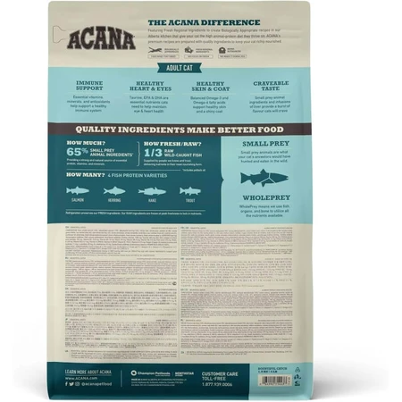 Acana Bountiful Catch Salmón y arenque - Alimento completo para gatos adultos, 1,8 kg
