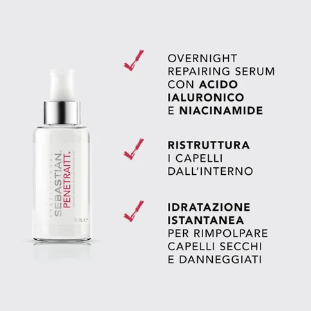 Sebastian Penetraitt - Suero capilar reparador nocturno con ácido hialurónico, 95 ml