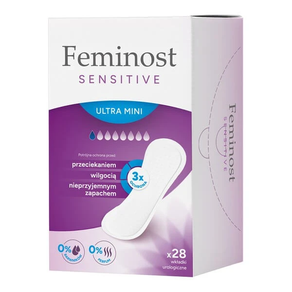 Feminost Sensitive, urologische inlegkruisjes, Ultra Mini, 28 stuks.