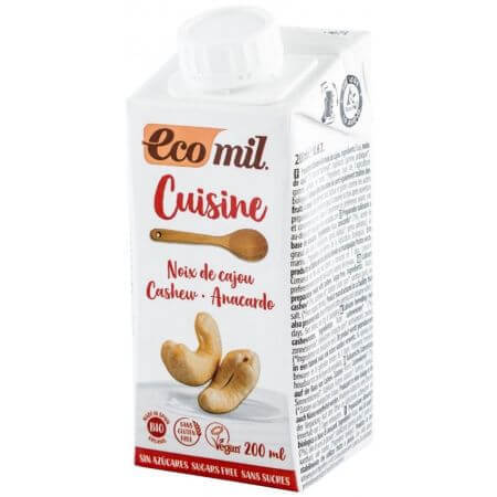 Organic vegetable cooking cream from cashew, 200 ml, Ecomil