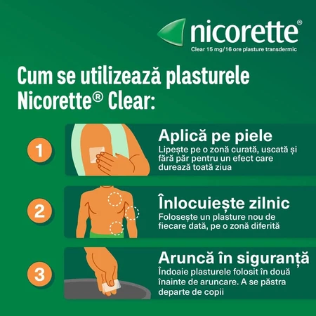 Nicorette Clear 15 mg, 4 x 7 pleisters, McNeil