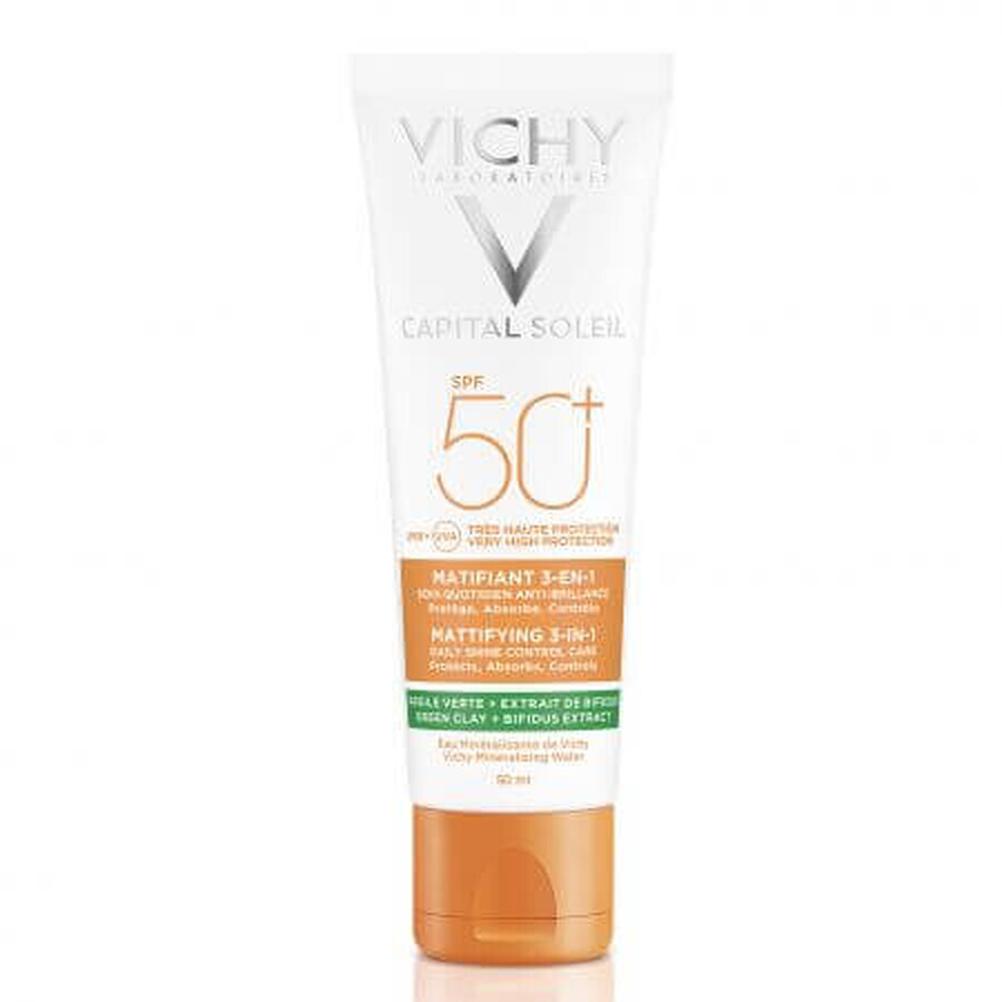 Vichy Capital Soleil 3 in 1 Anti-glans matterende crème met SPF 50+, 50 ml