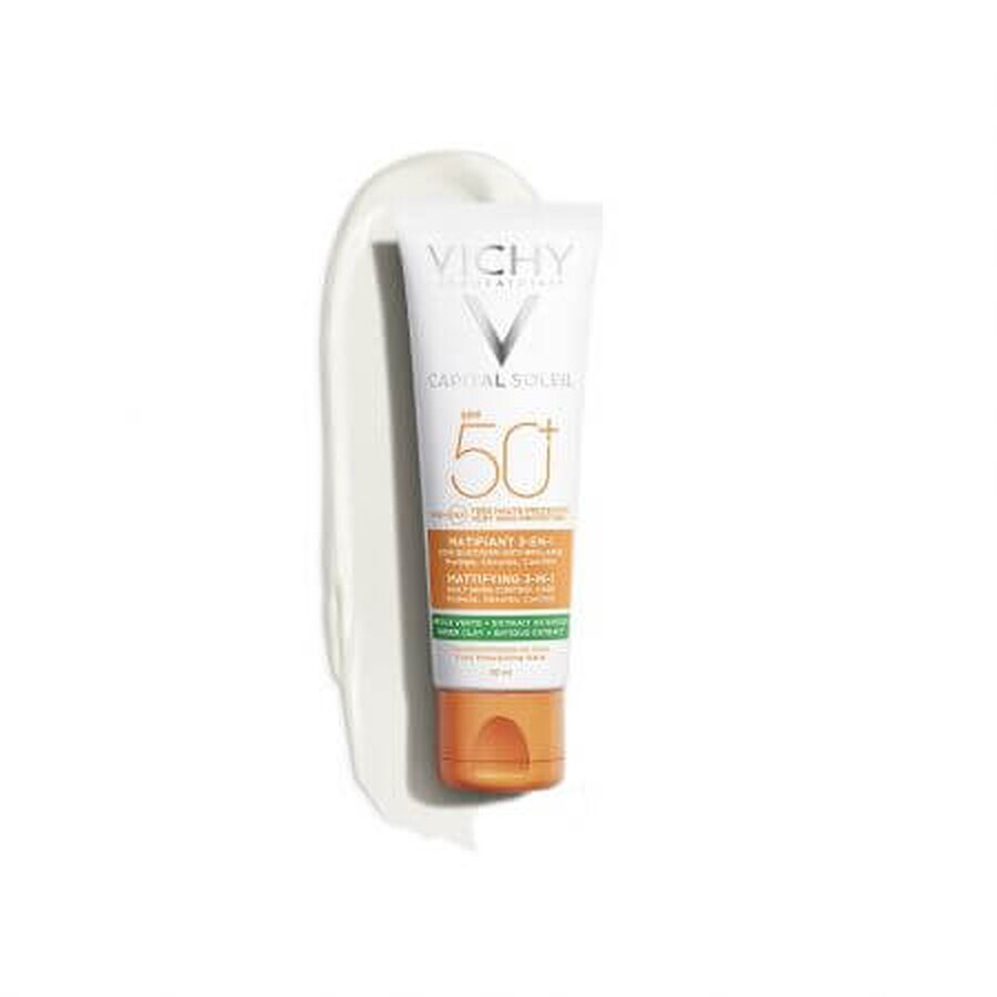 Vichy Capital Soleil 3 en 1 Crème matifiante anti-brillance avec SPF 50+, 50 ml