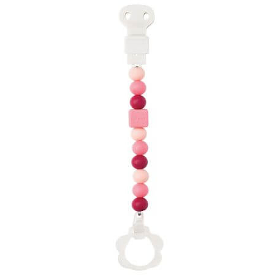 Siliconen fopspeenketting, roze, Nattou