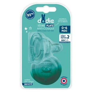 Dodie Sensation+ 2 Flat Nipples, Wide Collar, 0–6 Months, Flow Rate 2 (Medium)