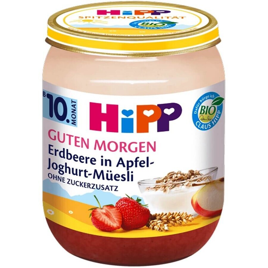 Goedemorgen puree met appels, aardbeien, yoghurt en musli, 160 g, Hipp