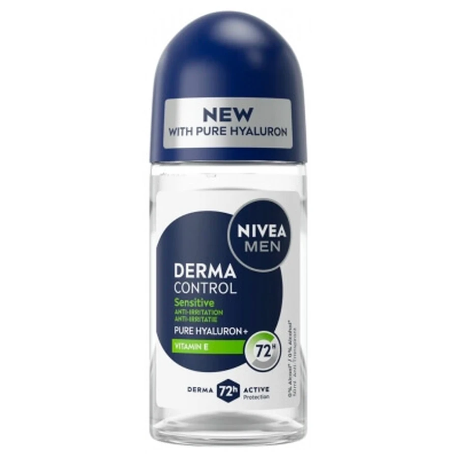 Nivea Men Derma Control Sensitive Deodorant antiperspirant 72H cu aplicator roll-on, 50 ml