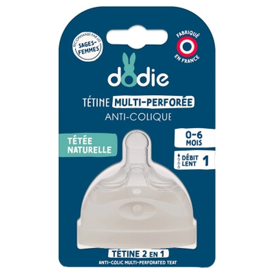 Dodie-fopspeen met meerdere gaatjes tegen koliek, langzame doorstroming, 0–6 maanden