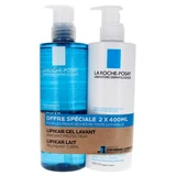 La Roche-Posay Lipikar Kalmerende en beschermende reinigingsgel 400 ml + 48-uurs lichaamslotion tegen uitdroging die de lipidenlaag aanvult 400 ml Speciale aanbieding