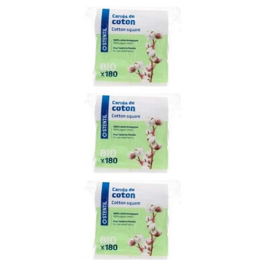 Stentil Pătratele din bumbac organic – Set de 3 x 180 de pătratele