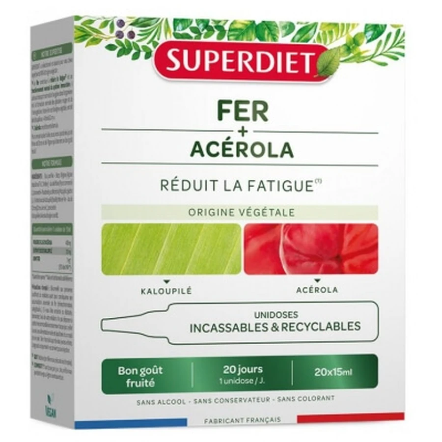 Superdiet Hierro + Acerola, 20 sobres monodosis