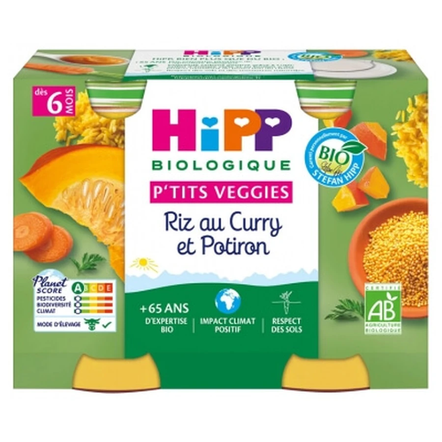 HiPP P'tits Veggies – ekologiczny ryż z curry i dynią, dla dzieci od 6. miesiąca życia, 2 słoiczki: ceny i cechy
