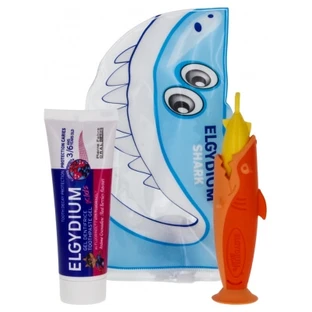 Elgydium Trusă de călătorie Shark pentru copii de 3-6 ani