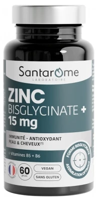 Santarome Zinkbisglycinaat+ 15 mg, 60 capsules