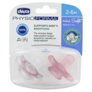 Chicco Physio Forma Mini Soft 2 siliconenfopspenen, 2–6 maanden