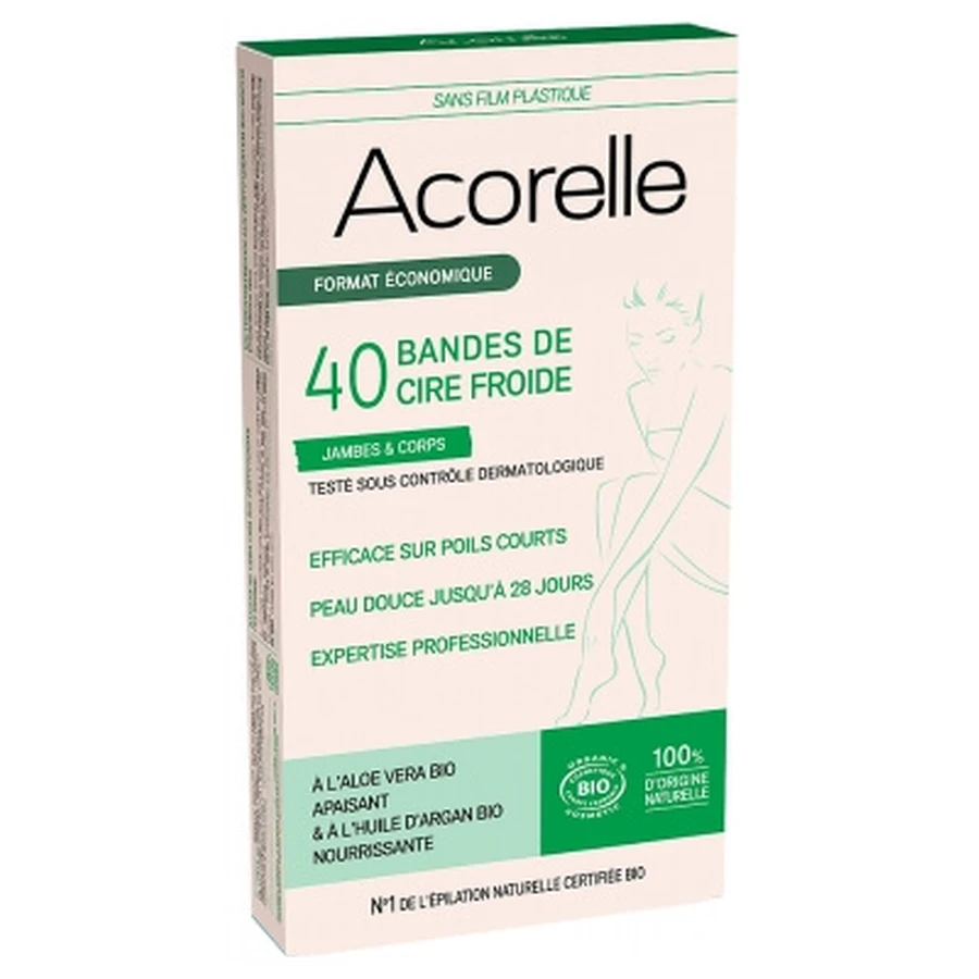 Acorelle Bandes de Cire Froide Jambes & Corps Bio 40 Bandes