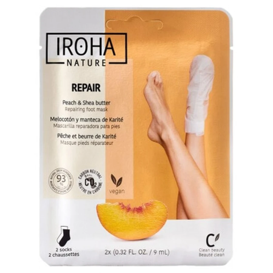 Iroha Nature – regenerująca maseczka do stóp z brzoskwinią i masłem shea, 2 x 9 ml: ceny i cechy