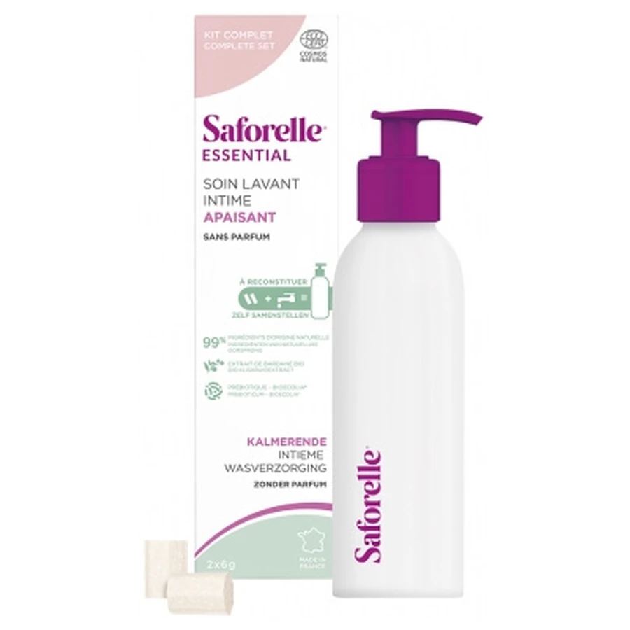 Kit di ricarica Saforelle per l'igiene intima lenitiva con 1 flacone + 2 stick