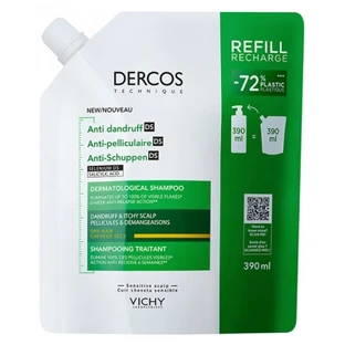 Vichy Dercos Szampon przeciwłupieżowy DS do włosów suchych – ekologiczne opakowanie uzupełniające 390 ml